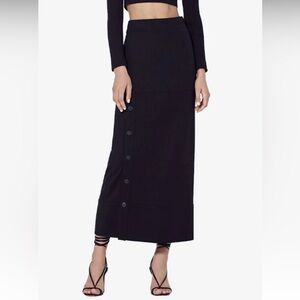 NWT Alexis  Black Button-Down Midi Skirt Size S $394
